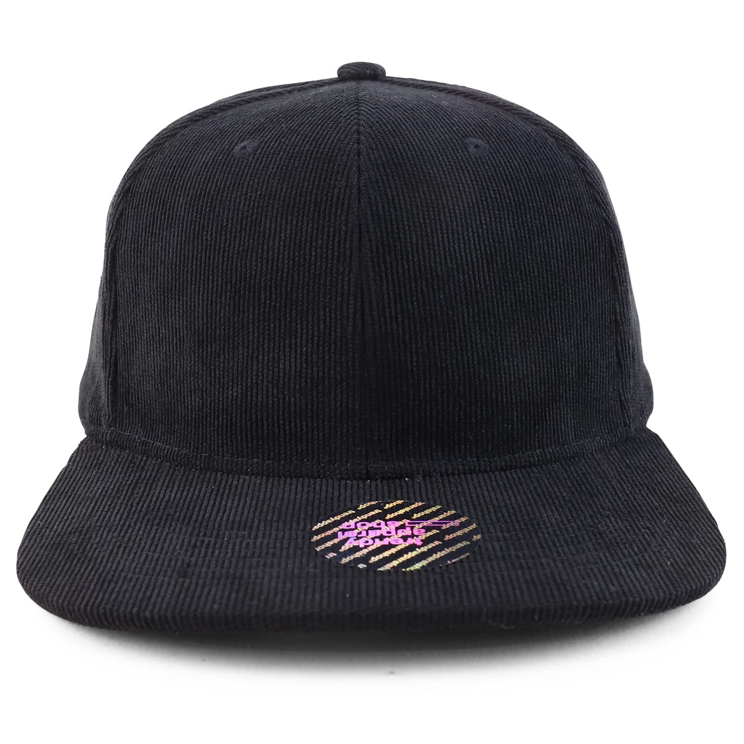 Trendy Apparel Shop Oversized XXL Structured Corduroy Flatbill Snapback Baseball Cap - Black