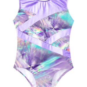 YONGHS Kids Girls Sleeveless Ballet Leotard for Gymnastics Outfit One Piece Athletic Bodysuit Dancewear Lavender 10 Years