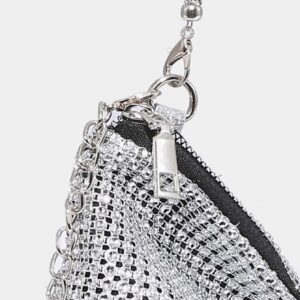 Verdusa Women's Shiny Rhinestone Evening Handbag Hobo Bag Clutch Purse Silver one-size