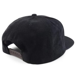 Trendy Apparel Shop Oversized XXL Structured Corduroy Flatbill Snapback Baseball Cap - Black