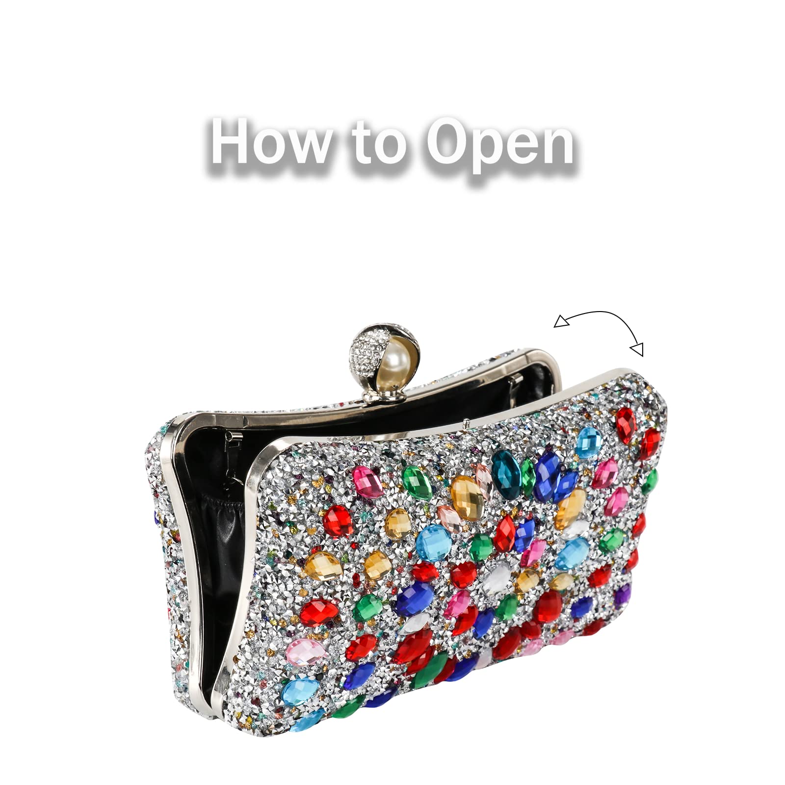 COAIMANEY Womens Sparkly Rhinestone Crystal Glitter Clutch Purse Evening Handbag Shoulder Bag for Wedding Party Prom