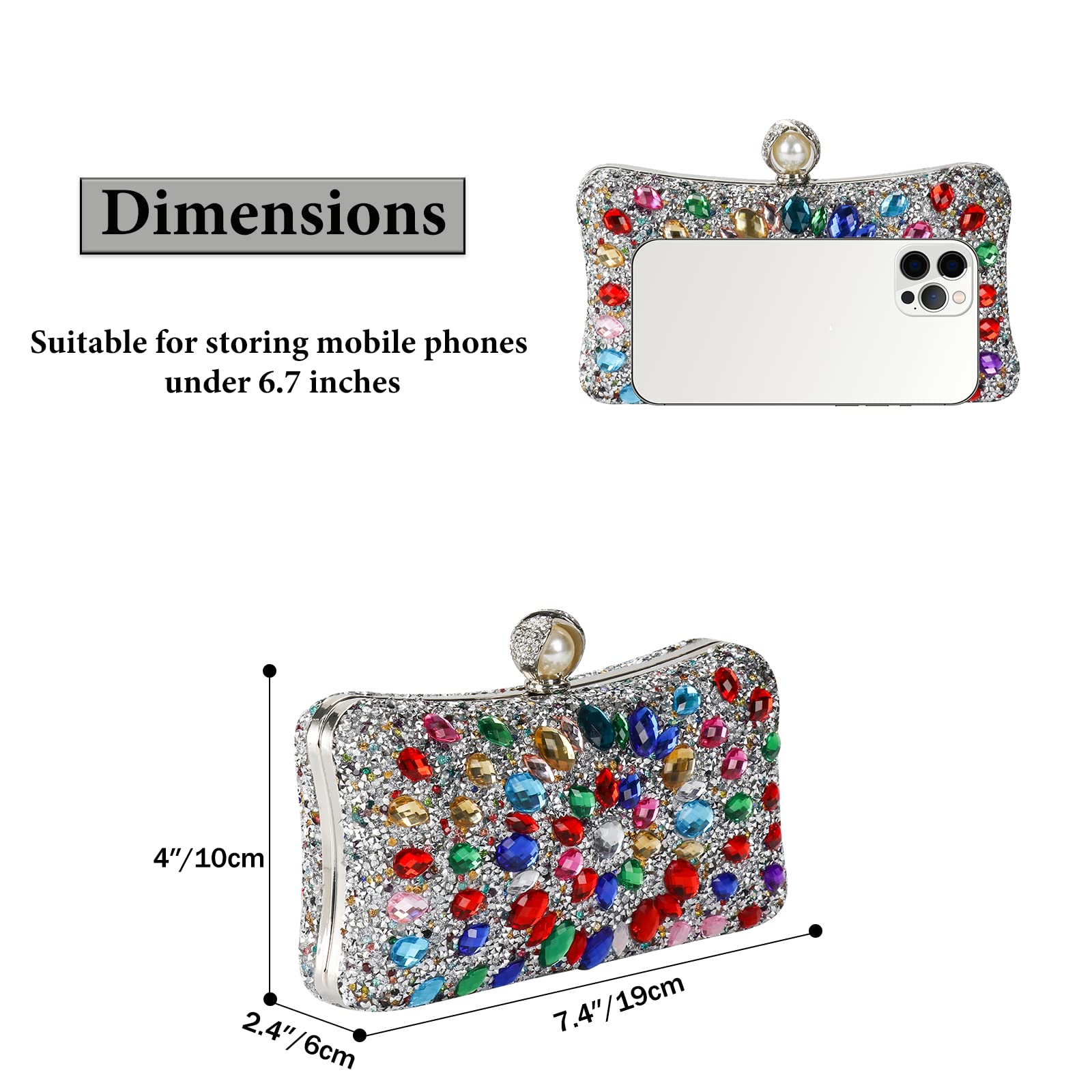 COAIMANEY Womens Sparkly Rhinestone Crystal Glitter Clutch Purse Evening Handbag Shoulder Bag for Wedding Party Prom