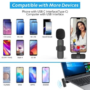 Wireless Lavalier Microphone for USB C Android Phone, Lapel Mic Wireless Clip on Mic for Phone Video Recording Live Stream Vlog YouTube TikTok