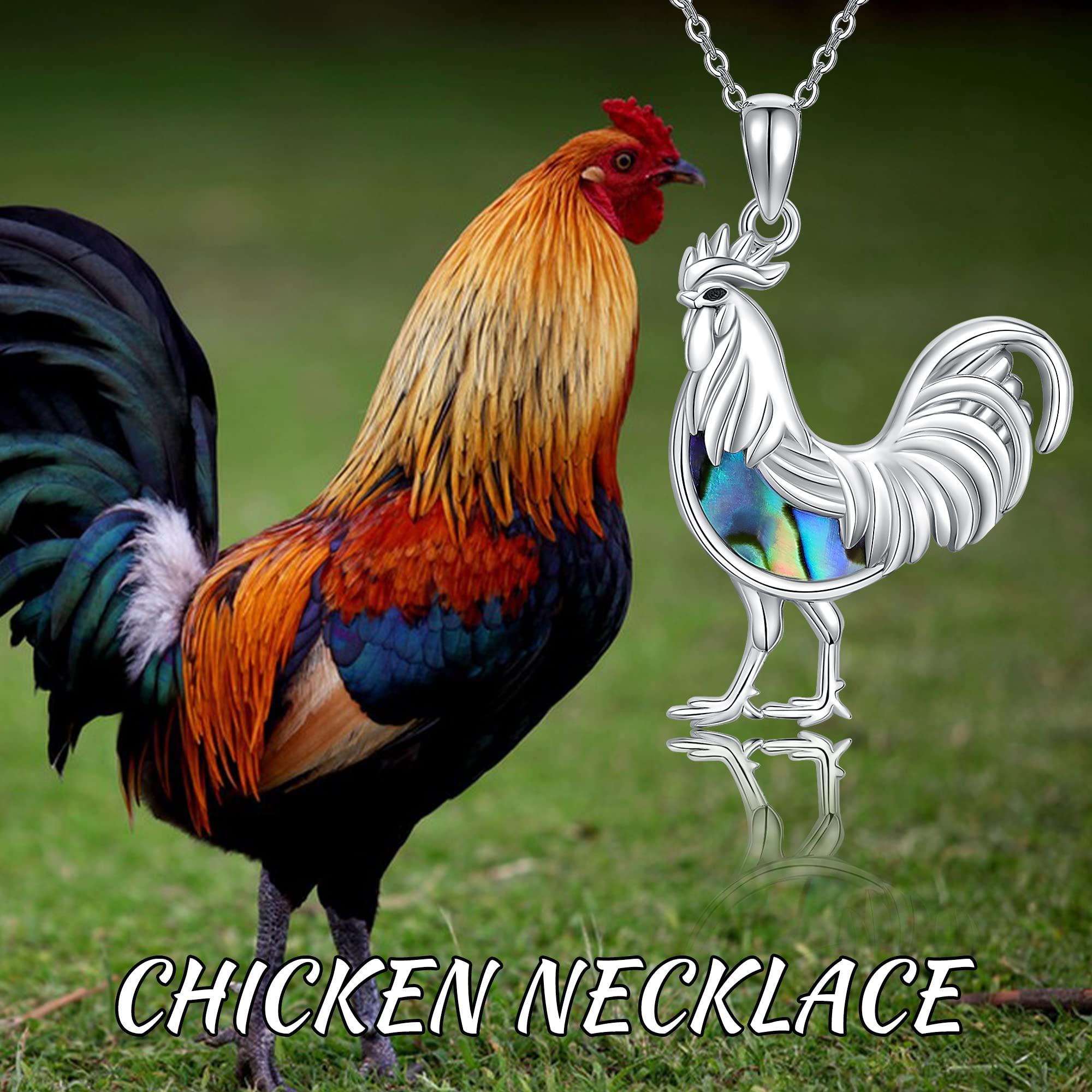 YAFEINI Chicken Necklace 925 Sterling Silver Rooster Pendant Chicken Jewelry for Women…