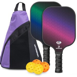 VINSGUIR Pickleball Paddles, Fiberglass Pickleball Paddles Set of 2, Lightweight Pickleball Rackets with Pickleball Carrying Bag, Pickleball Gifts for Beginners & Pros