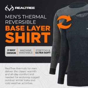 Realtree Reversible Mens Thermal Long Sleeve Shirt Hunting Gear- Base Layer Shirt for Men, Warm Waffle Knit Under Top Winter (US, Alpha, XX-Large, Regular, Regular, Black)