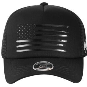 AMPLESH Premium 3D Embossed American Flag Trucker Hat Mesh Baseball Cap Outdoor Snapback Hat for Men Women (as1, Alpha, m, l, All Black)