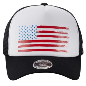 AMPLESH Premium 3D Embossed American Flag Trucker Hat Mesh Baseball Cap Outdoor Snapback Hat for Men Women (as1, Alpha, m, l, White/Black)