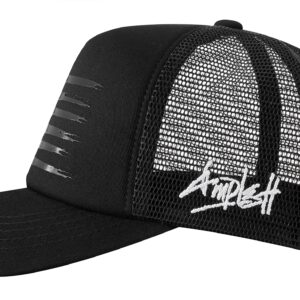 AMPLESH Premium 3D Embossed American Flag Trucker Hat Mesh Baseball Cap Outdoor Snapback Hat for Men Women (as1, Alpha, m, l, All Black)