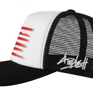 AMPLESH Premium 3D Embossed American Flag Trucker Hat Mesh Baseball Cap Outdoor Snapback Hat for Men Women (as1, Alpha, m, l, White/Black)