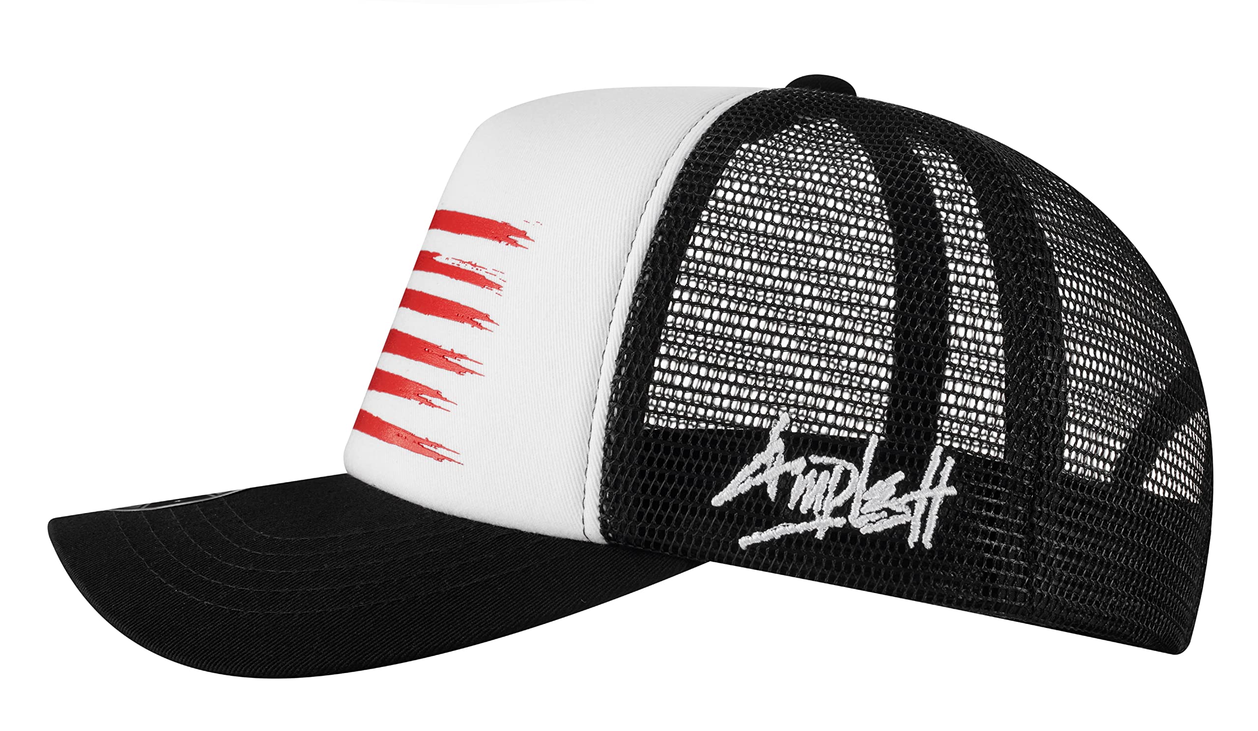 AMPLESH Premium 3D Embossed American Flag Trucker Hat Mesh Baseball Cap Outdoor Snapback Hat for Men Women (as1, Alpha, m, l, White/Black)