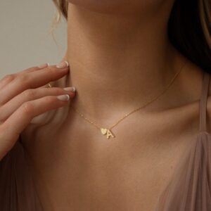 CHESKY Heart Initial Necklaces for Women, 14K Gold Plated Heart Pendant Necklace Simple Cute Necklaces Dainty Personalized Necklace Letter A for Women Necklace Gold Jewelry Gift for Women