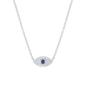 paenenph 14k gold moissanite evil eye necklace, delicate sapphire pendant necklace, necklaces for women, fashion jewelry gifts (white, 14k)