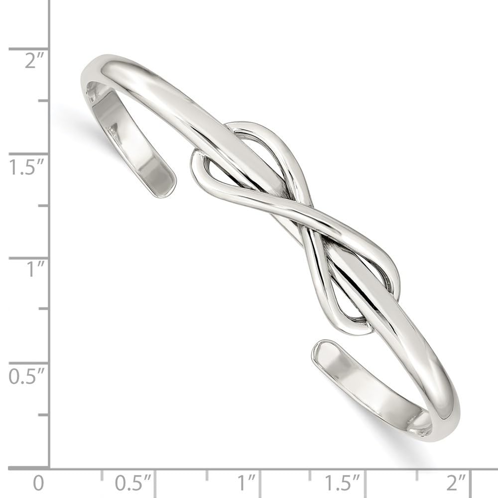 Auriga Fine Jewelry 925 Sterling Silver Polished 4mm Infinity Cuff Bangle Bracelet