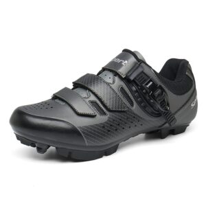 Ksloutdoor Unisex Outdoor Sports Cycling Shoes MTB/Mountain Men's Bike Shoes SPD Women's Compatible 2-Bolt Gray Size 6.5/8.5