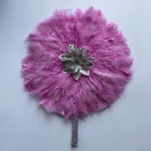 Msbfea Design African Feather Big Fan Ladies Wedding Feather Hand Feather Fans for Bride Double Side Feather Nigerian Feather Color 846