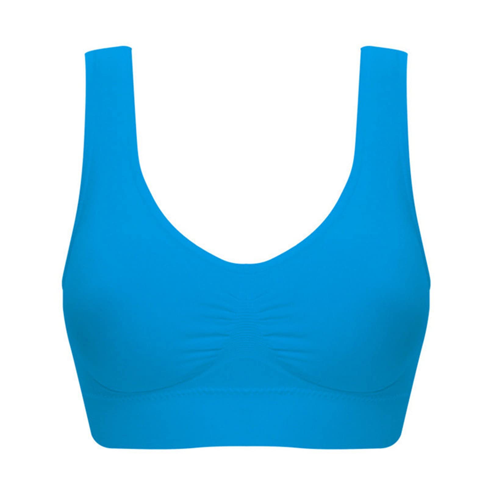 Ausyst 5 Pack Sports Bras Women Seamless Wirefree Solid Color Yoga Bra with Removable Pads for Women Fitness Vest Tops