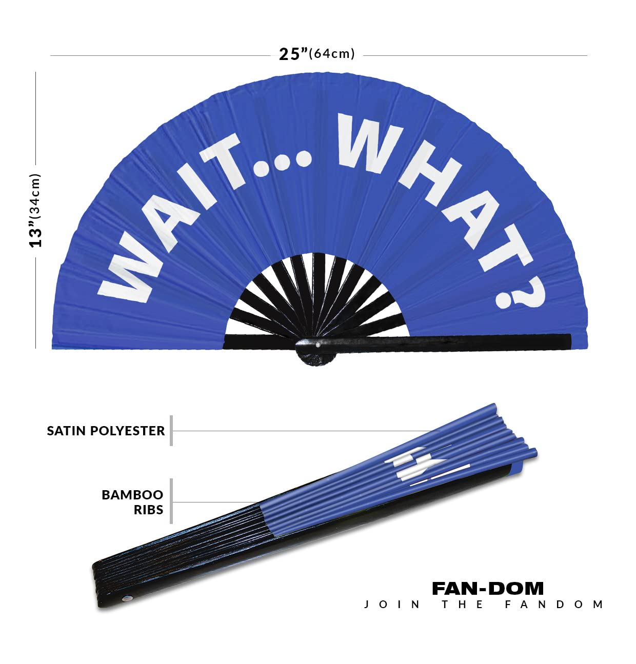 Wait... What? hand fan foldable bamboo circuit hand fan funny gag slang words expressions statement gifts Festival accessories Rave handheld Circuit event fan Clack fans (Blue)