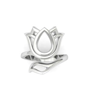 dhruvansh creations cute lotus flower engagement ring • spiritual ring sterling silver • gifts for her (7, silver)