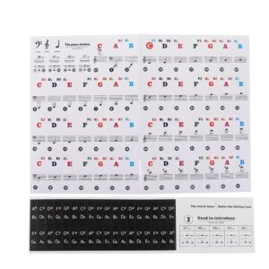 1 Set Electronic Keyboard Stickers Music Label Notes 88/61/54/49 Key Transparent for White Keys Piano Decoration(1.37inch,Transparent)