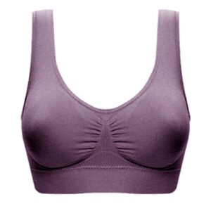 Ausyst 5 Pack Sports Bras Women Seamless Wirefree Solid Color Yoga Bra with Removable Pads for Women Fitness Vest Tops