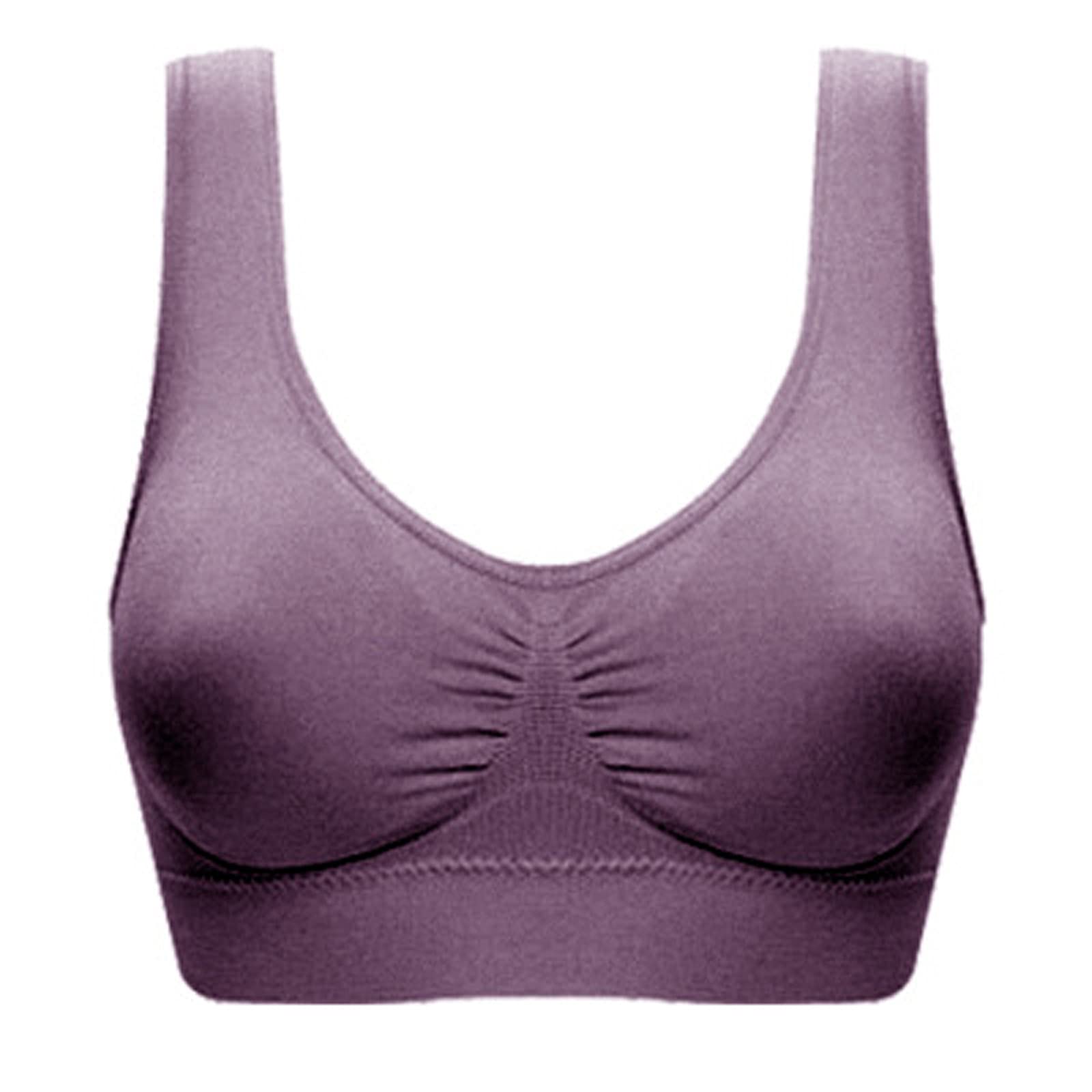 Ausyst 5 Pack Sports Bras Women Seamless Wirefree Solid Color Yoga Bra with Removable Pads for Women Fitness Vest Tops