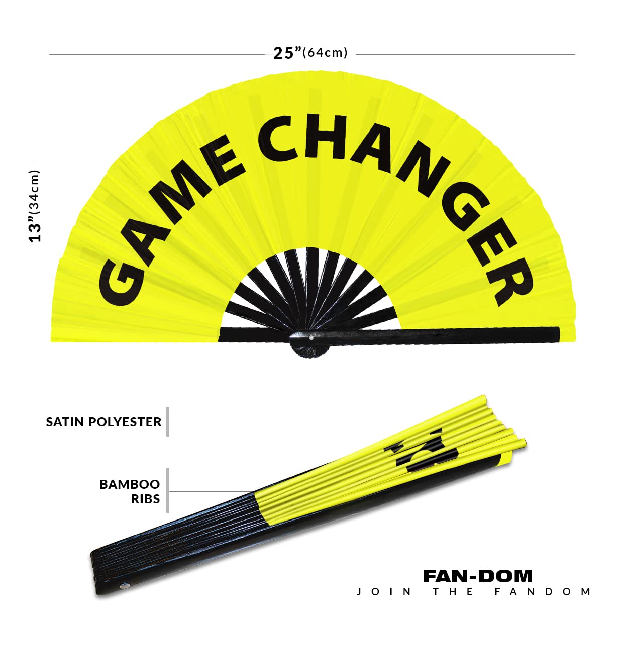 Game Changer Hand Fan Foldable Bamboo Circuit Hand Fan Funny Gag Slang Words Expressions Statement Gifts Festival Accessories Rave Handheld Circuit Event Fan Clack Fans (Yellow)