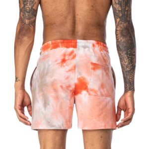 AIMPACT Men's Tie Dye Shorts Bodybuilding Workout Cotton Gym Shorts with Pockets(OrangeGrayS)