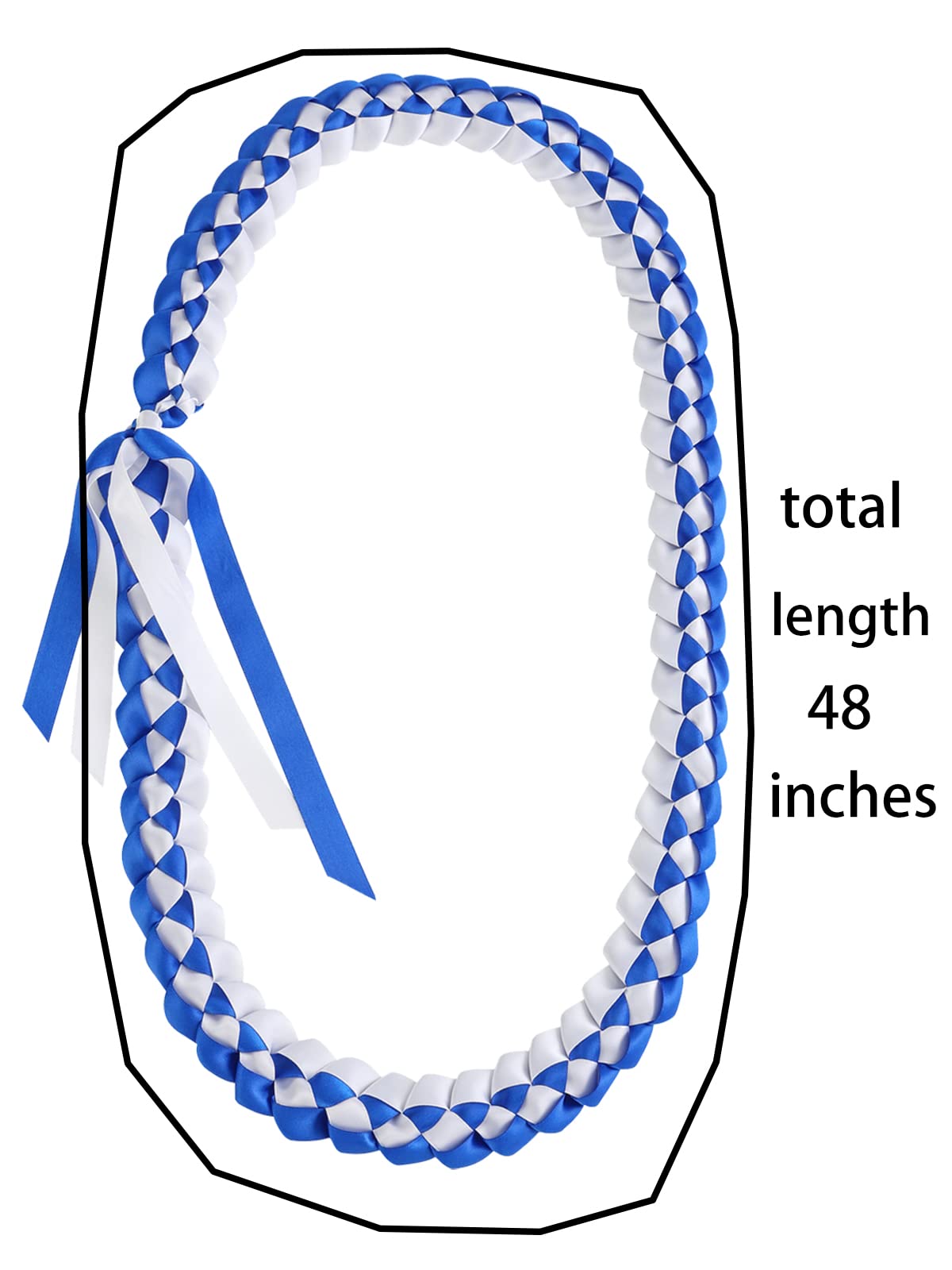 TFTAFAN Graduation Lei Graduation Ribbon Lei Necklace 2023 Graduation Necklace Braided Necklace Graduation Gift Party Accessories for Women and Men (blue and white, 12)