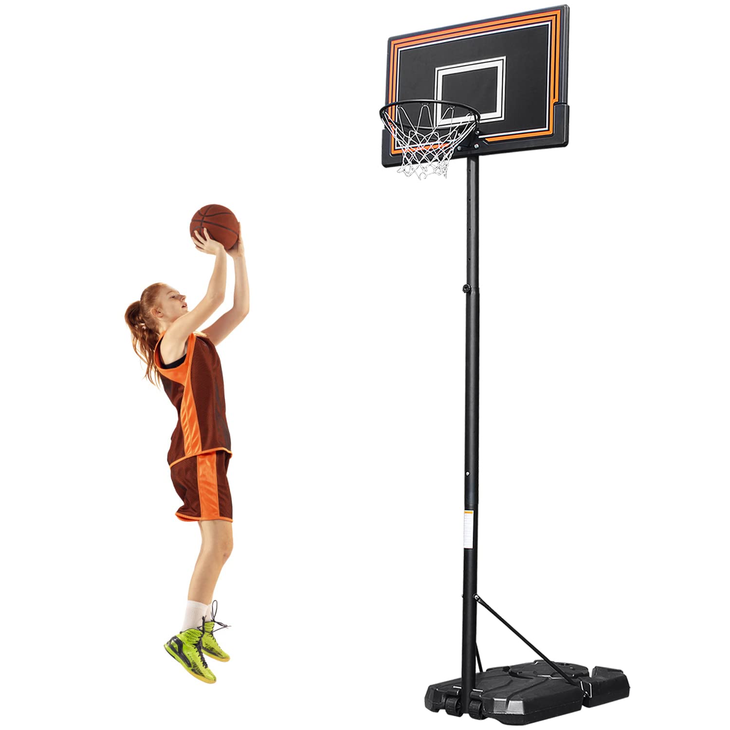 Basketball Hoop 7-10FT Height Adjustable Basketball Backboard 44" Portable Backboard Outdoor Indoor Free Standing Basketball Stand with Stand and Wheels Basketball Stand for Kids Teenagers Adults