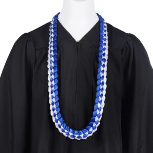 TFTAFAN Graduation Lei Graduation Ribbon Lei Necklace 2023 Graduation Necklace Braided Necklace Graduation Gift Party Accessories for Women and Men (blue and white, 12)