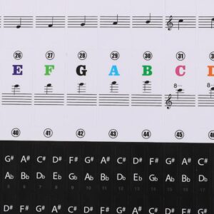 1 Set Electronic Keyboard Stickers Music Label Notes 88/61/54/49 Key Transparent for White Keys Piano Decoration(1.37inch,Transparent)