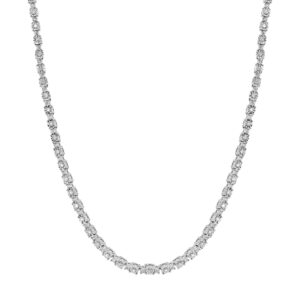 Beyond Brilliance Tennis Necklaces for Women - 1.00 Carat Illusion Set Round Cut Diamond Tennis Necklace in Sterling Silver | Fine Jewelry for Her| Gift Box Included