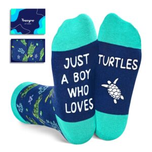 happypop kids turtle gifts boys - funny socks for kids 7-9 years, boys novelty socks childrens sea turtle socks