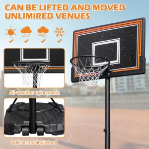 Basketball Hoop 7-10FT Height Adjustable Basketball Backboard 44" Portable Backboard Outdoor Indoor Free Standing Basketball Stand with Stand and Wheels Basketball Stand for Kids Teenagers Adults