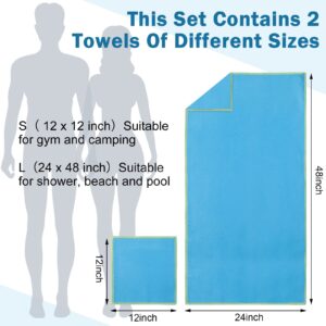 Oudain 6 Set Quick Dry Towel 12 Pack Fast Drying Towels 2 Size Microfiber Travel Towels Absorbent Compact Dry Towel for Camping Hiking Swim Beach Gym Yoga with Mesh Bag