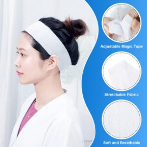 Merkaunis 200 Pieces Disposable Spa Facial Headbands Individual Wrapped Elastic Makeup Headband with Adjustable Stretch Non-Woven Soft Skin Care Hair Band with Convenient Closure for Women