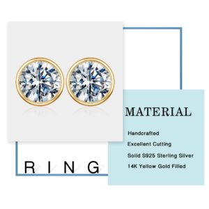 Bezel Setting Moissanite Solitaire Earrings for Women, 0.5ct D Color VVS1 Clarity Lab Created Diamond Earrings 14K Yellow Gold Vermeil Classic Solid S925 Sterling Silver Moissanite Earrings for Women