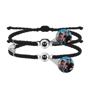 vlagots personalized photo bracelet customized picture projection bracelets couple bracelet circle photo bracelet memorial gifts for her him best friend family