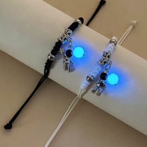 2pcs Couple Glow In The Dark Astronaut Charm Bracelet