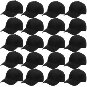 tergy 20pcs blank baseball caps adjustable back strap golf dad hat for men and women (black)