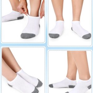 Foaincore 100 Pairs Kids Socks Bulk, Baby and Toddler Ankle and Low Cut Socks Half Cushion No Show Socks for Boys and Girls (White/Grey)