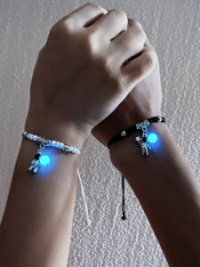 2pcs couple glow in the dark astronaut charm bracelet