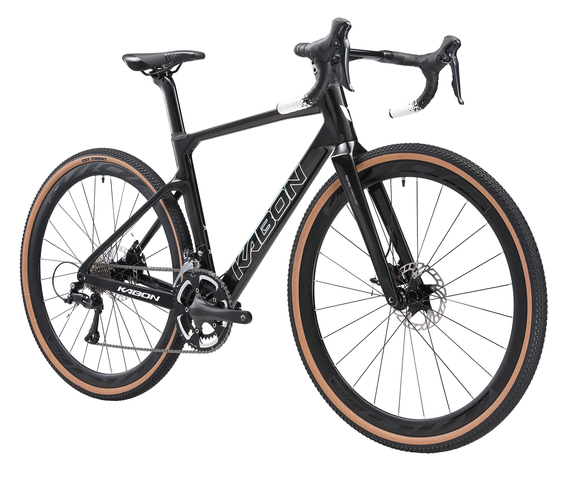 KABON Carbon Gravel Road Bike, T800 Carbon Fiber Frame 700C Road Bike with 18 Speeds Drivetrain, Integrated Carbon Handlebar, Disc Brakes Racing Bicycle for Men/Women