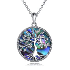 yfn owl tree of life pendant necklace sterling silver owl jewelry owl christmas birthday gifts for women