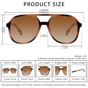 YDAOWKN Retro Square Aviator Sunglasses for Womens Mens Vintage 70s Double Bridge Sun Glasses