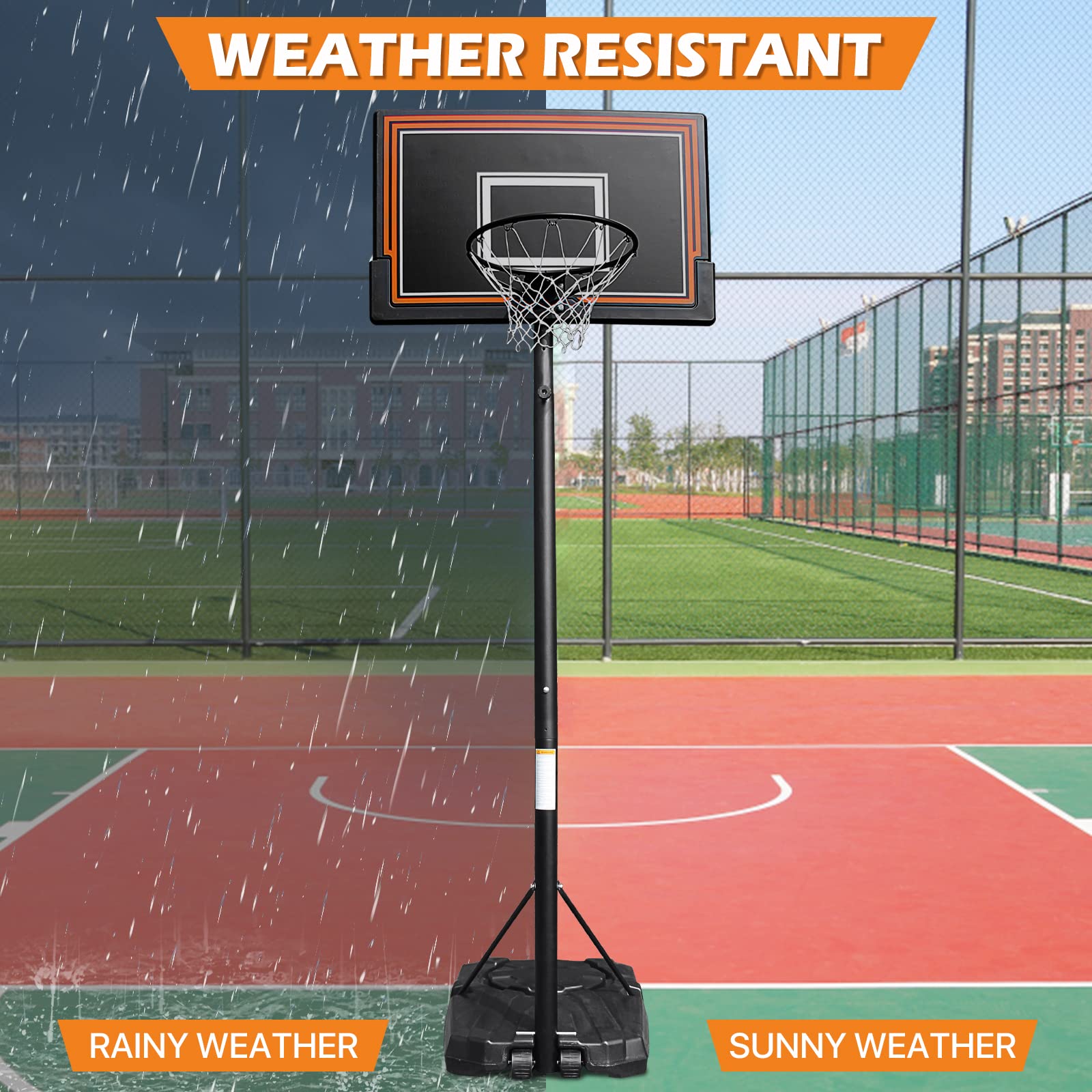 Basketball Hoop 7-10FT Height Adjustable Basketball Backboard 44" Portable Backboard Outdoor Indoor Free Standing Basketball Stand with Stand and Wheels Basketball Stand for Kids Teenagers Adults