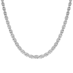 Beyond Brilliance Tennis Necklaces for Women - 1.00 Carat Illusion Set Round Cut Diamond Tennis Necklace in Sterling Silver | Fine Jewelry for Her| Gift Box Included