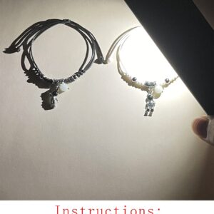 2pcs Couple Glow In The Dark Astronaut Charm Bracelet