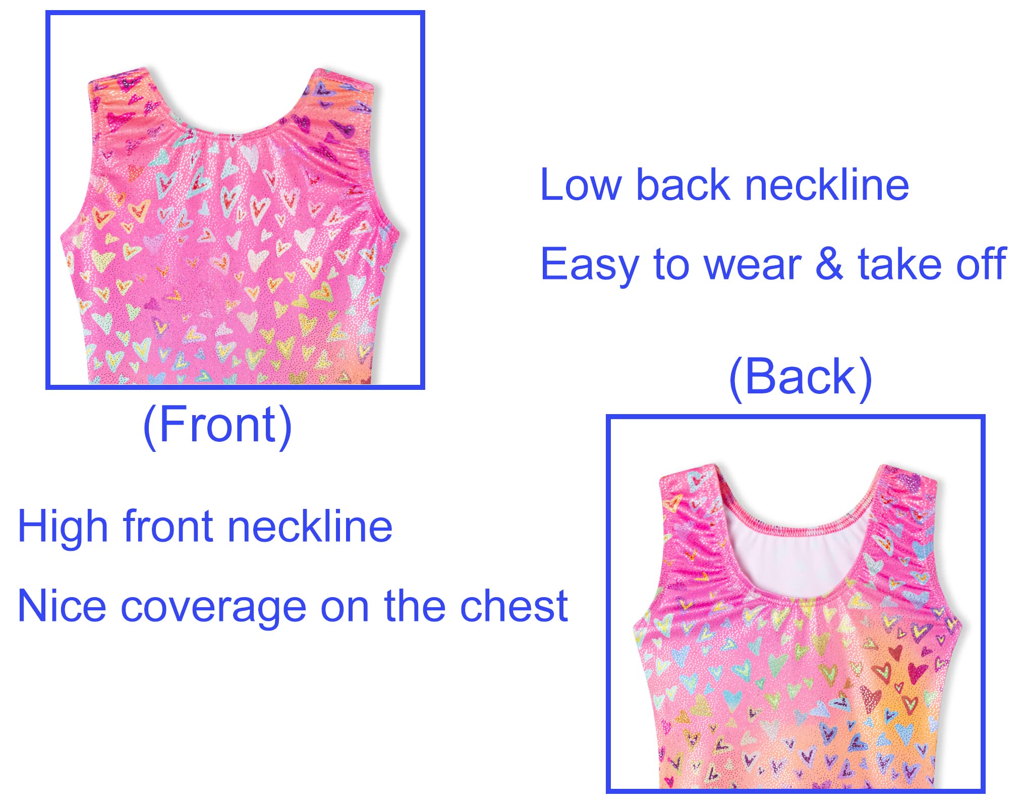 Domusgo Girls Gymnastics Leotards 1t 2t Shiny Nenon Love Heart Biketard with Shorts Cute Pro Scrawl Dancewear for Children Party Competition